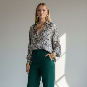 Vintage Surinam Silk Python Relaxed Button Down Blouse